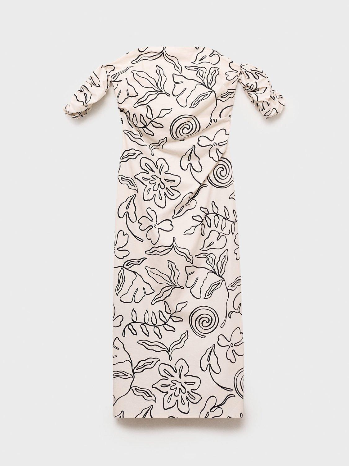 Product image 3 of 8, which shows Mango Ariel Floral Strapless Dress, Natural White, 10