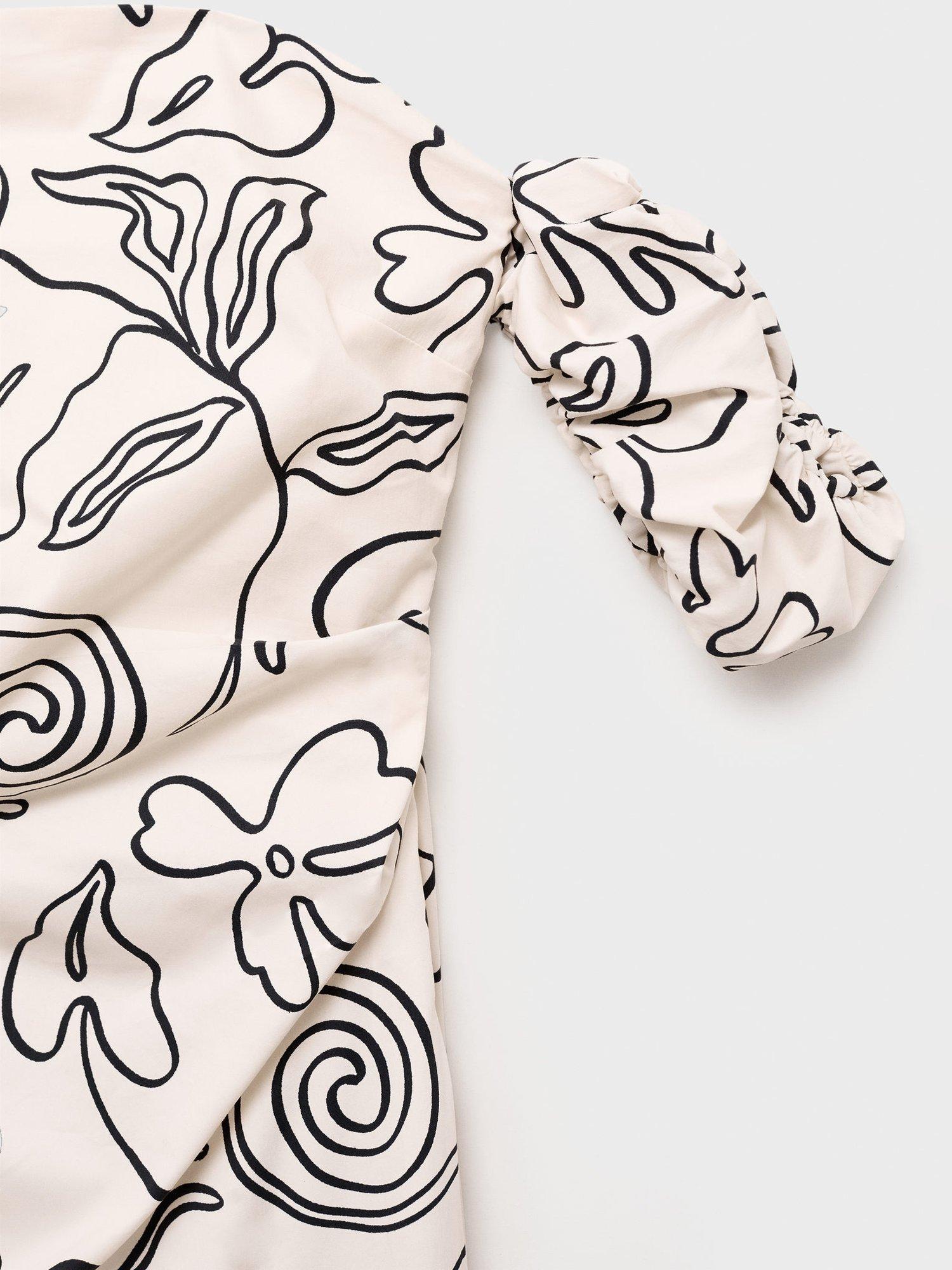 Product image 8 of 8, which shows Mango Ariel Floral Strapless Dress, Natural White, 10