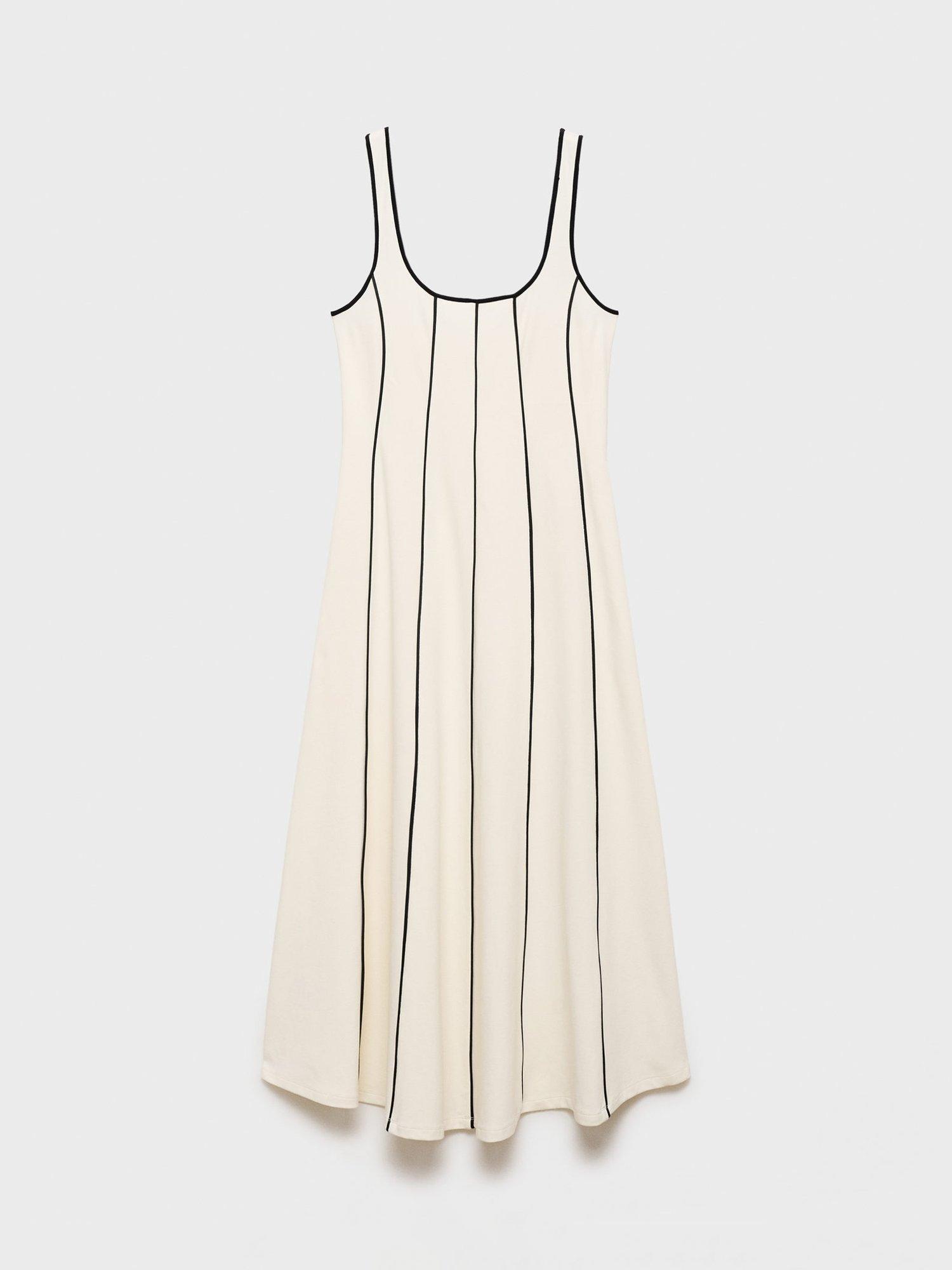 Product image 3 of 8, which shows Mango Bico Cotton Stripe Dress, White/Black, 10