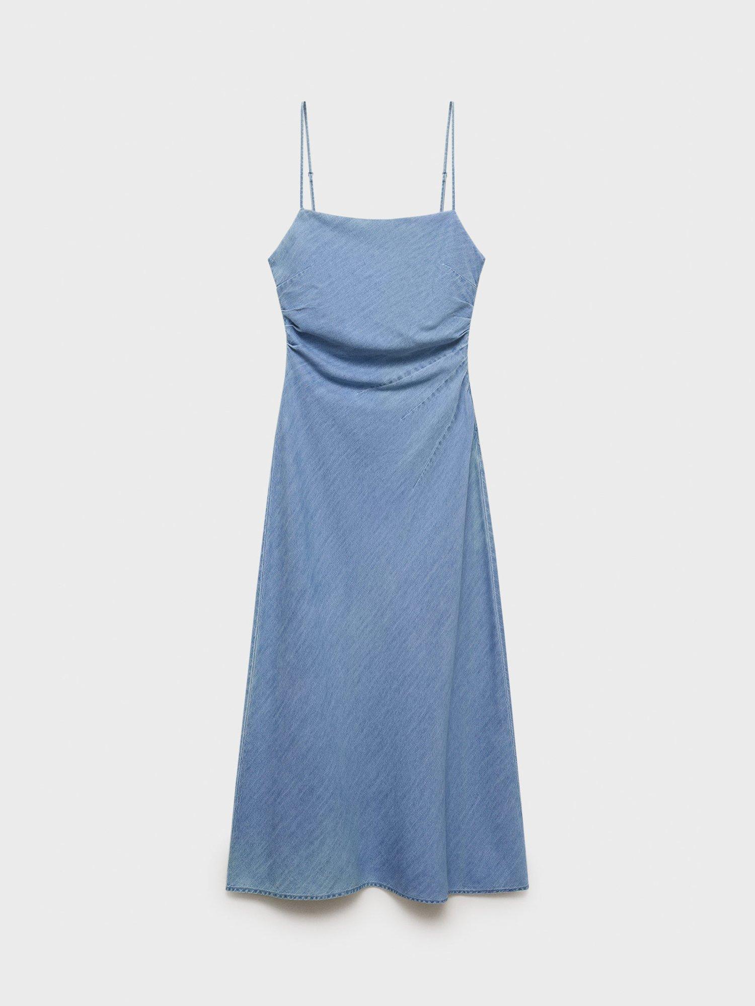 Product image 3 of 8, which shows Mango Blanes Denim Midi Dress, Mid Blue, 6