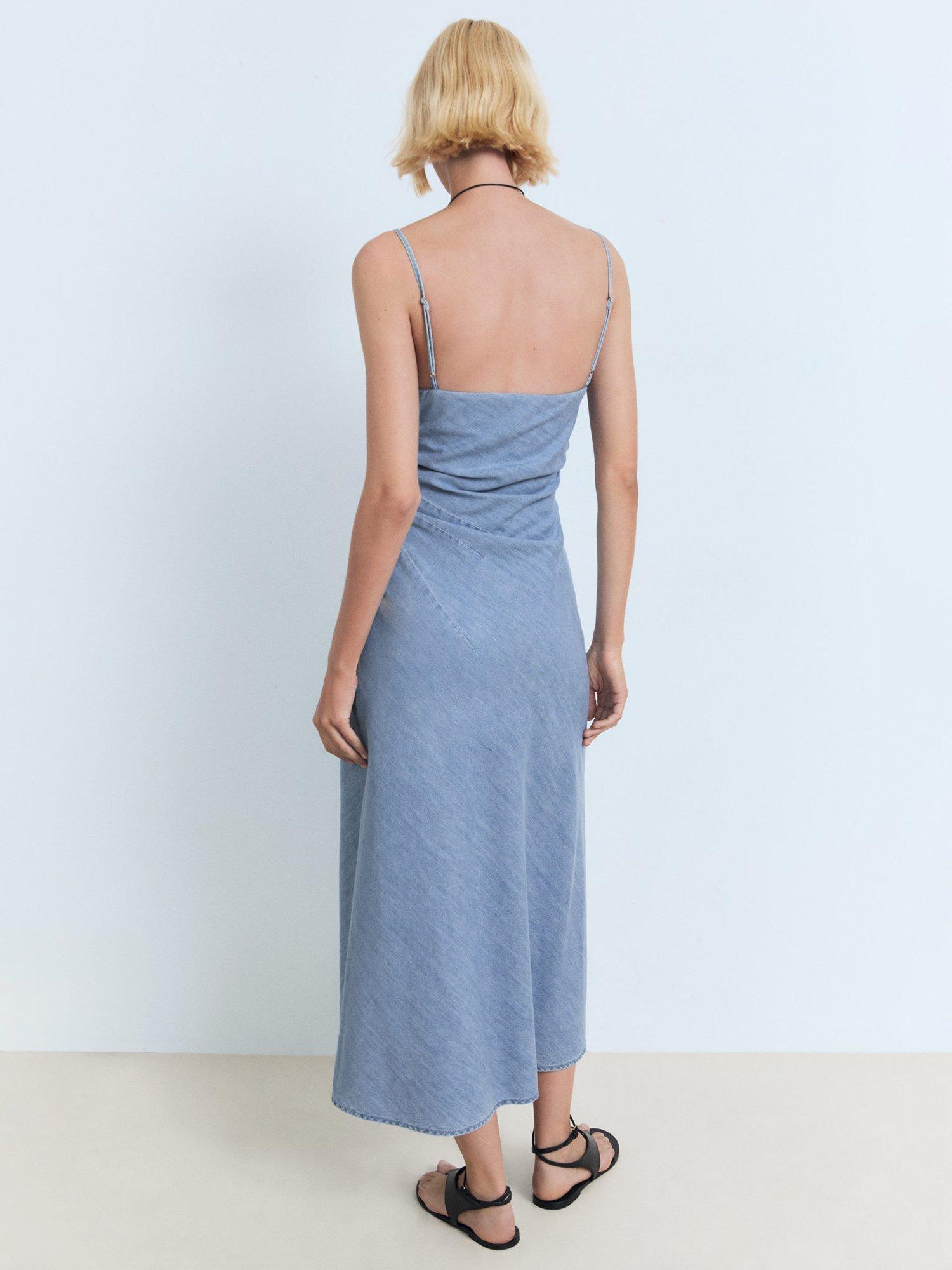Product image 4 of 8, which shows Mango Blanes Denim Midi Dress, Mid Blue, 6
