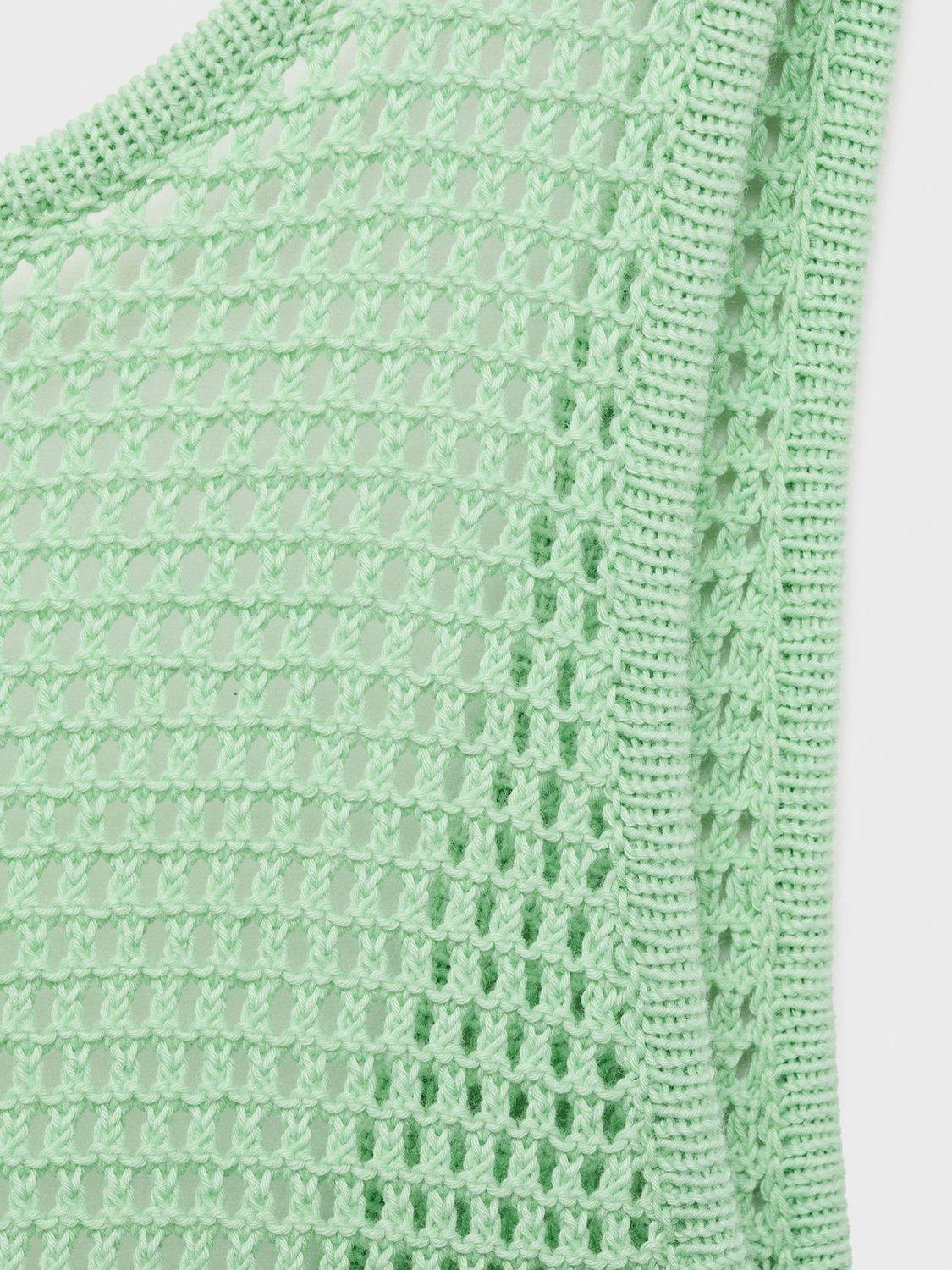 Product image 7 of 7, which shows Mango Colour Block Crochet Dress, Green, 10