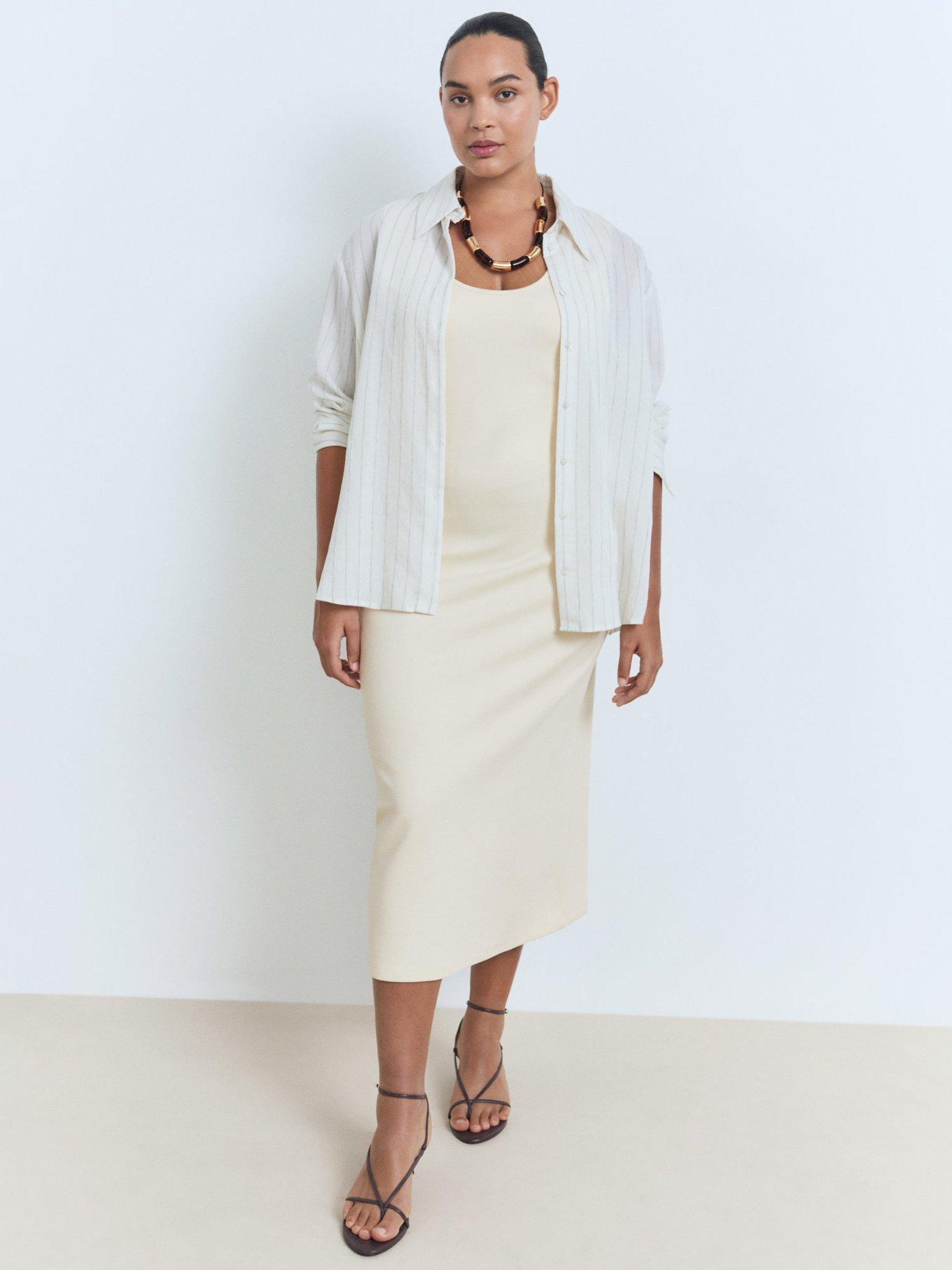 Product image 8 of 9, which shows Mango Bowser Bodycon Midi Dress, Natural White, 6