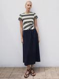 Mango Contri Colour Block Stripe Midi Dress, Navy
