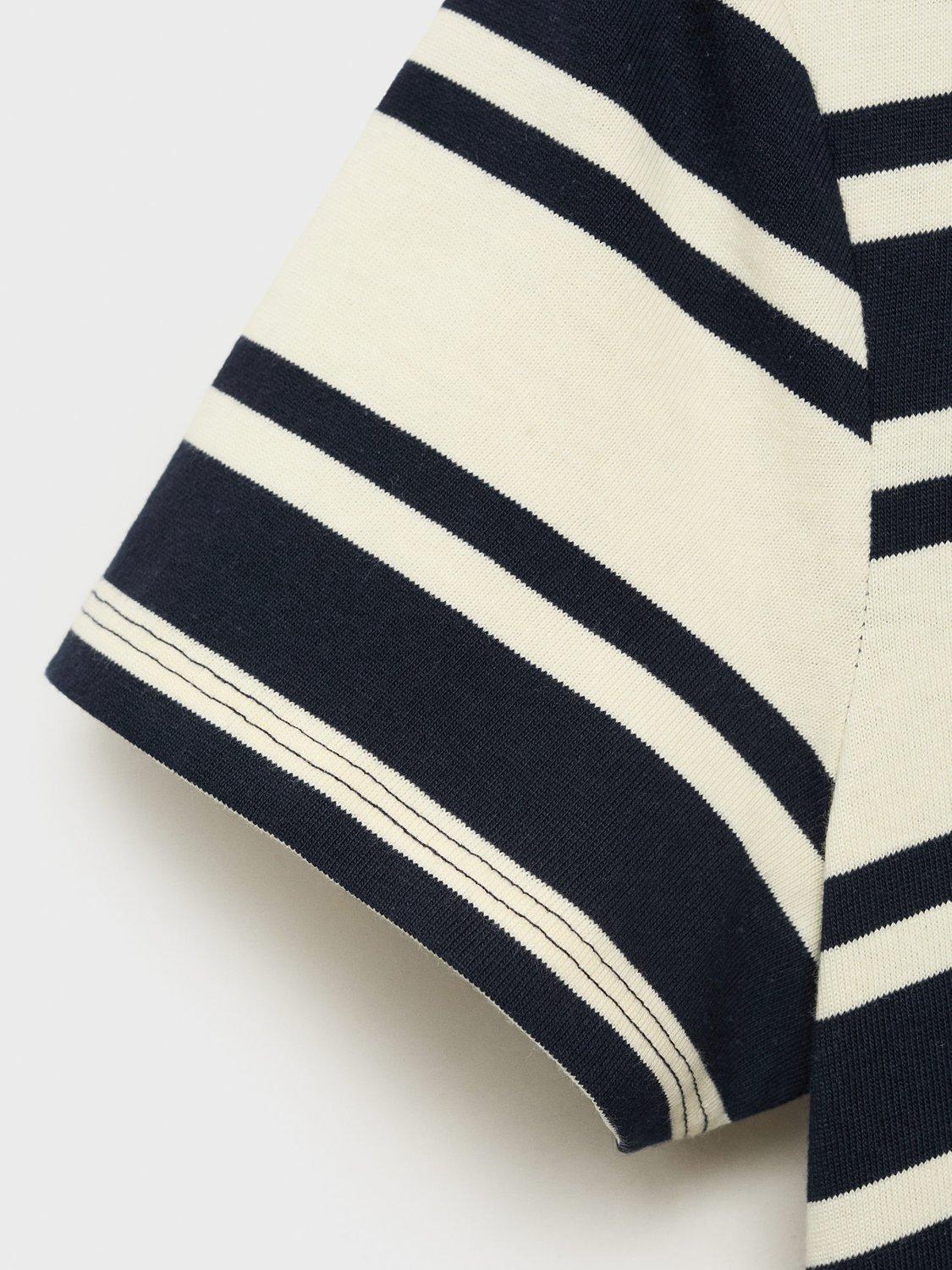 Product image 5 of 7, which shows Mango Contri Colour Block Stripe Midi Dress, Navy, 10