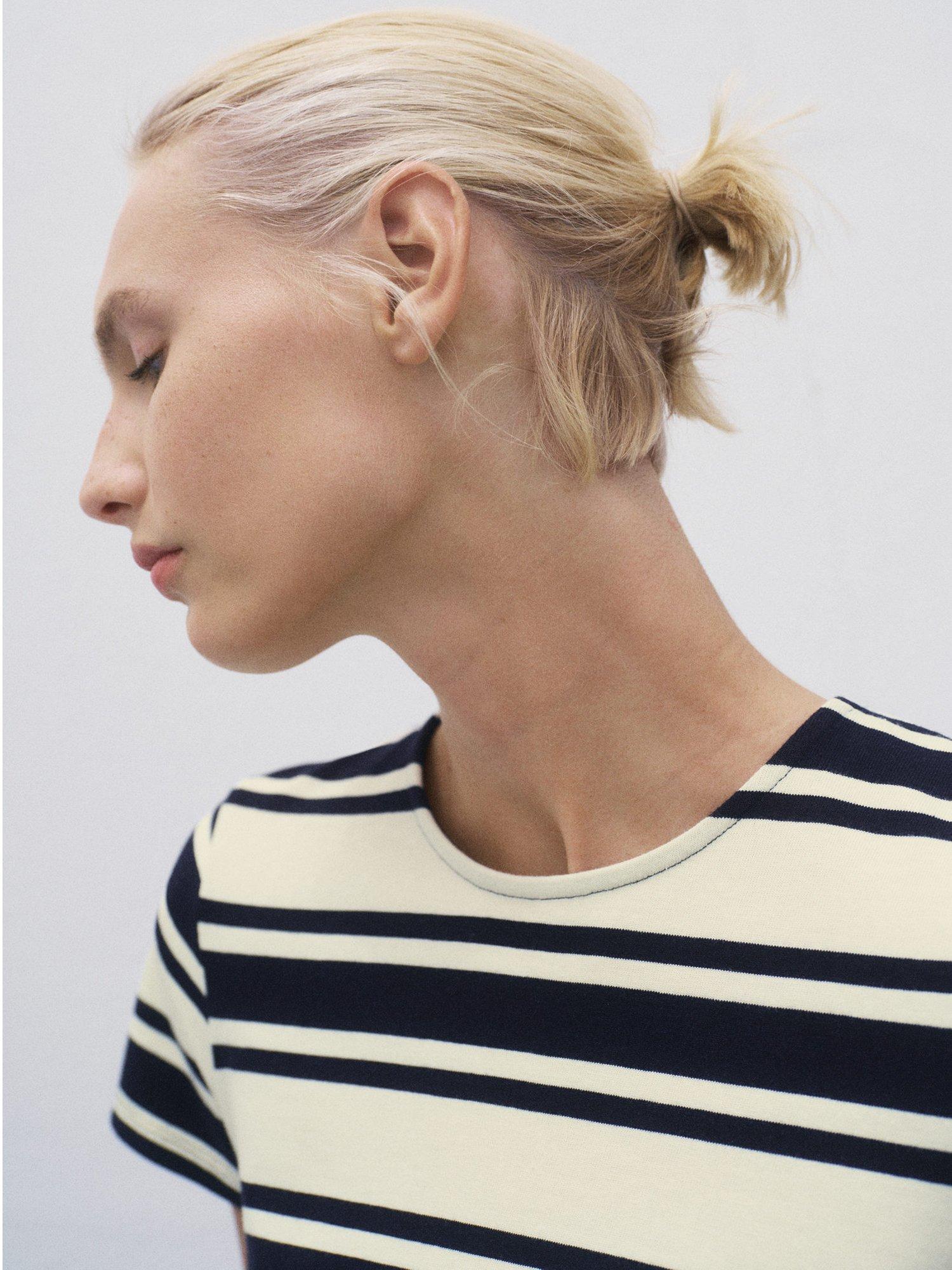 Product image 6 of 7, which shows Mango Contri Colour Block Stripe Midi Dress, Navy, 10