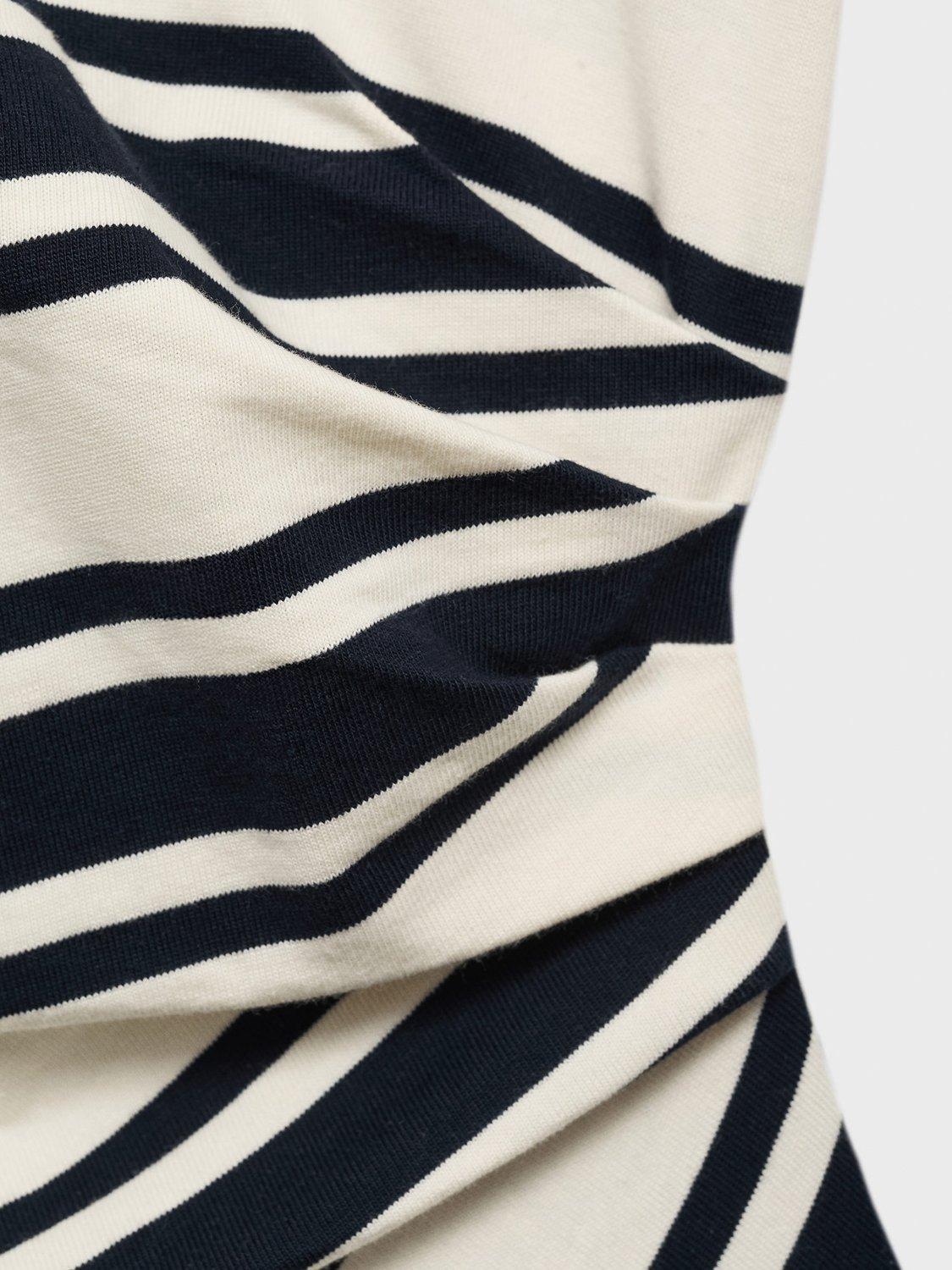 Product image 7 of 7, which shows Mango Contri Colour Block Stripe Midi Dress, Navy, 10