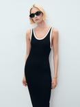 Mango Crochi Sleeveless Contrast Knit Detail Dress