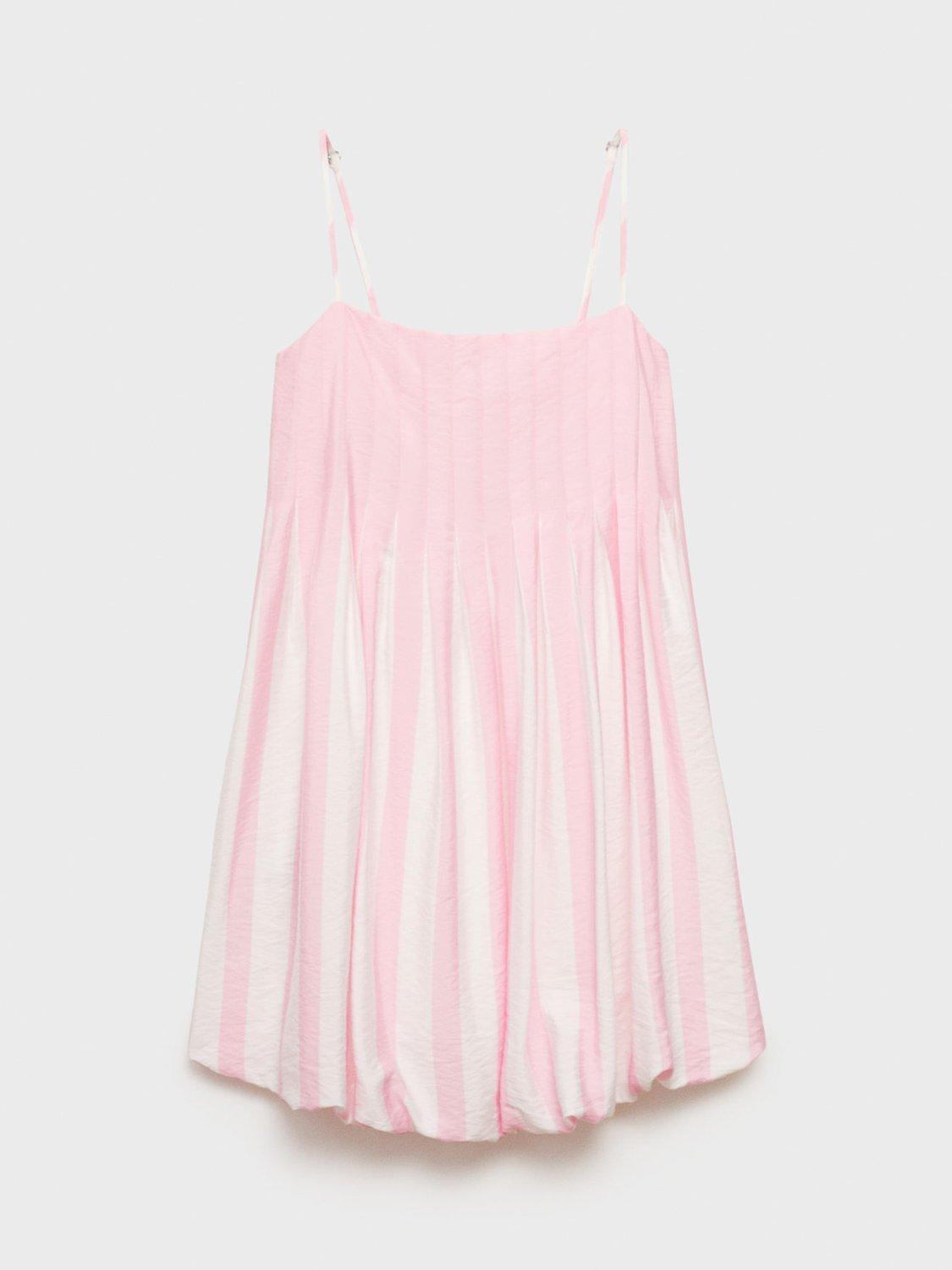 Product image 3 of 7, which shows Mango Cupcake Bubble Hem Mini Dress, Pastel Pink/Multi, 10