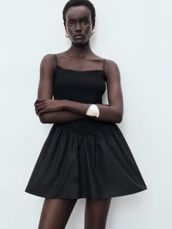 Mango Donkey Gathered Mini Dress, Black, Black