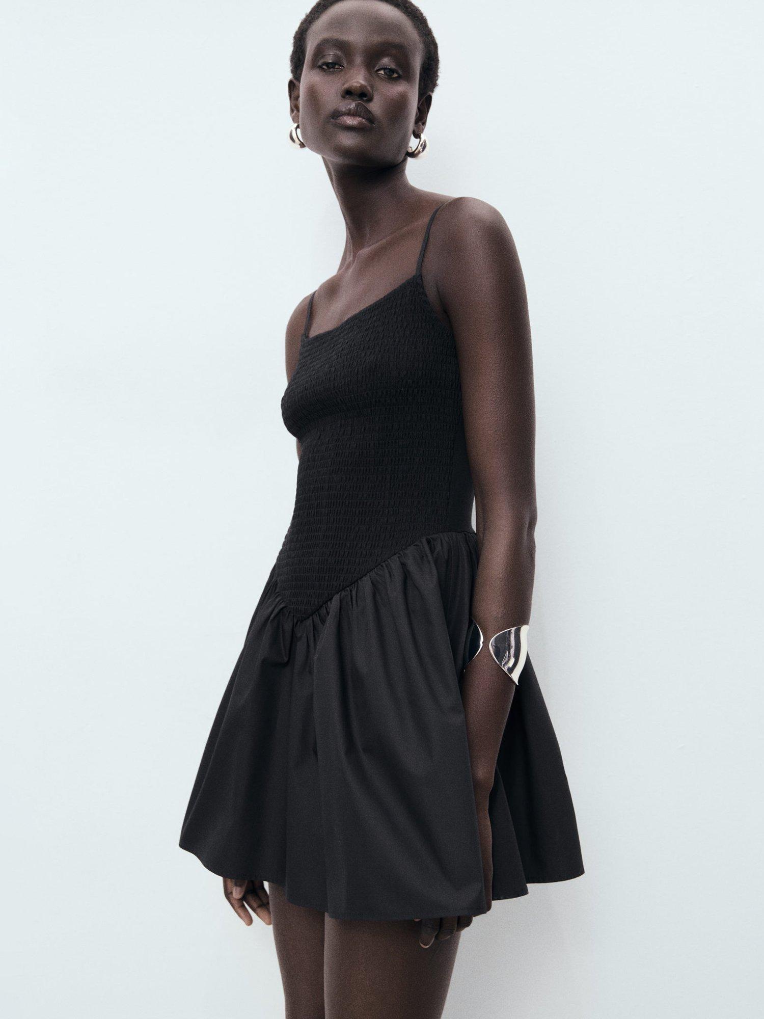 Product image 6 of 8, which shows Mango Donkey Gathered Mini Dress, Black, 10