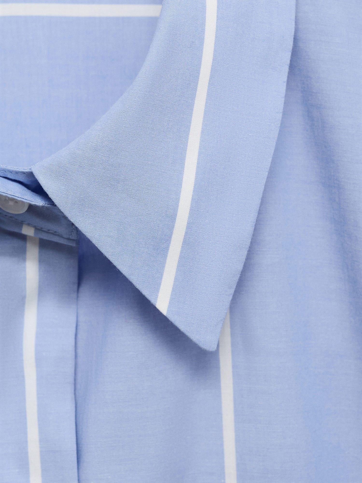Product image 8 of 8, which shows Mango Elsa Cotton Striped Shirt Knot Dress, Medium Blue, 10