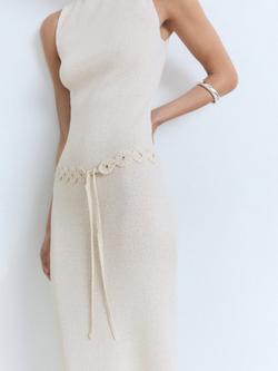 Mango King Belted Knit Dress, Ecru - view 2, Ecru