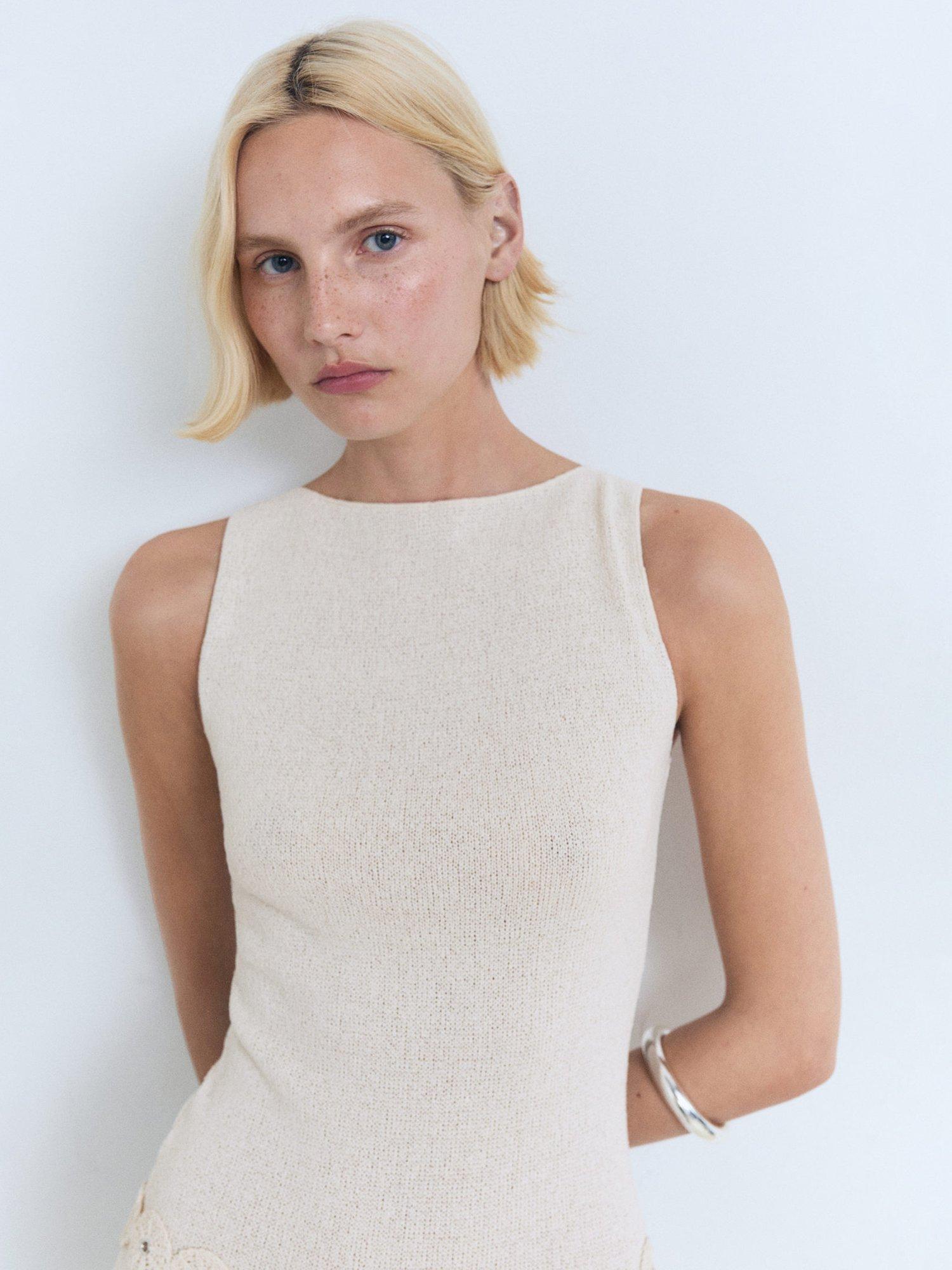 Product image 5 of 6, which shows Mango King Belted Knit Dress, Ecru, 12