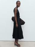 Mango Laura Flared Pure Linen Dress, Black