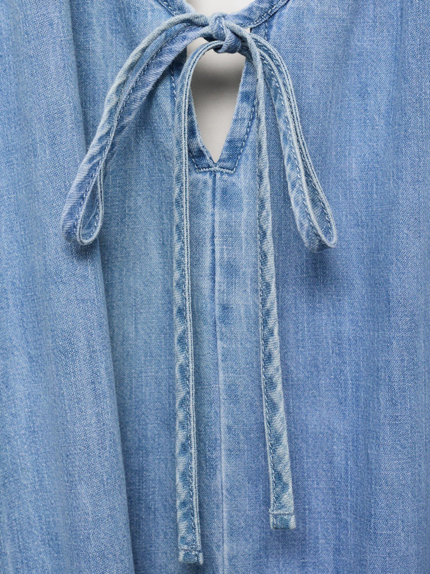 Product image 8 of 8, which shows Mango Leo Strappy Denim Dress, Mid Blue, 10