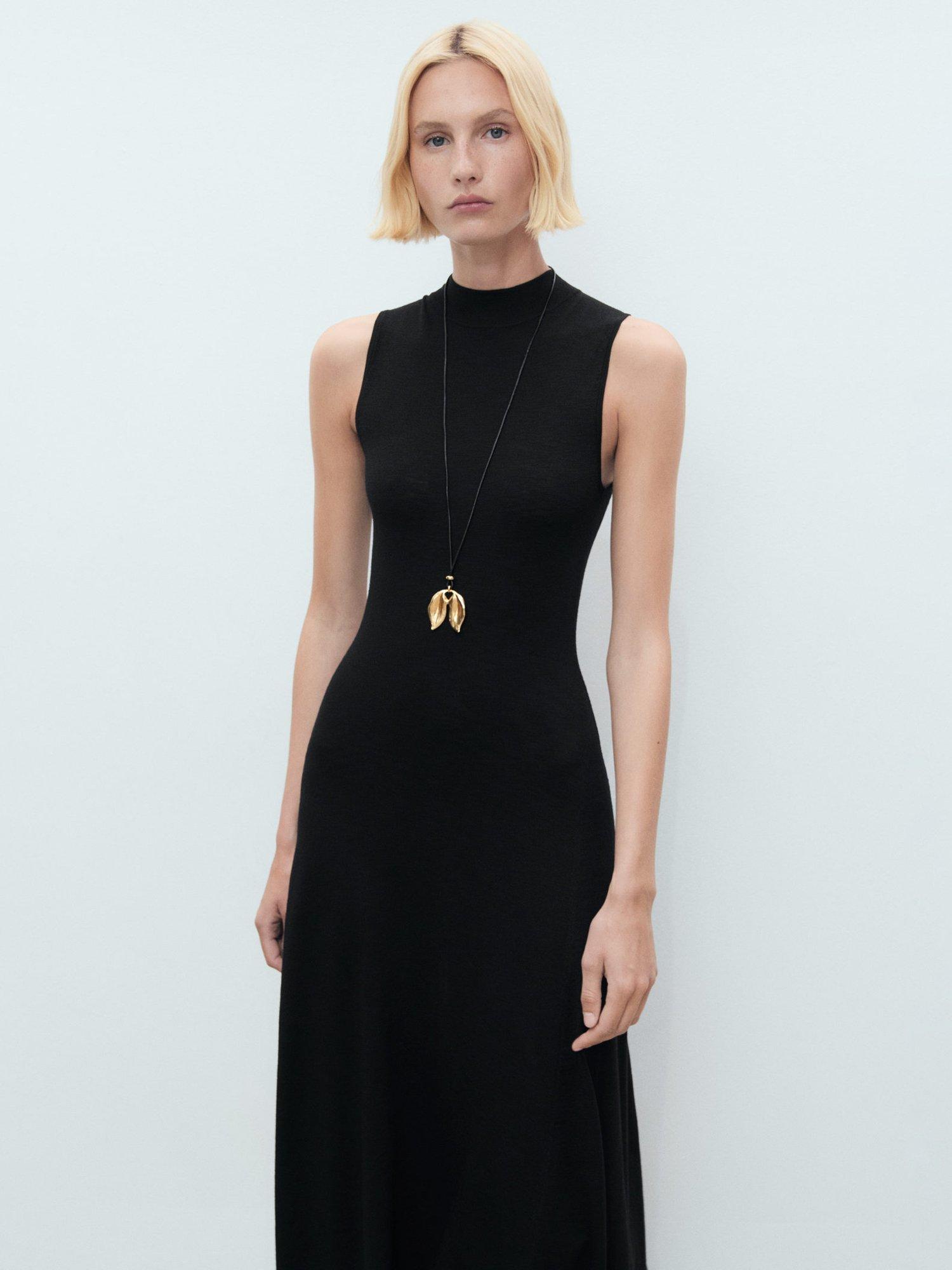 Product image 1 of 8, which shows Mango Lucrecia Knit Sleeveless Dress, Black, 10