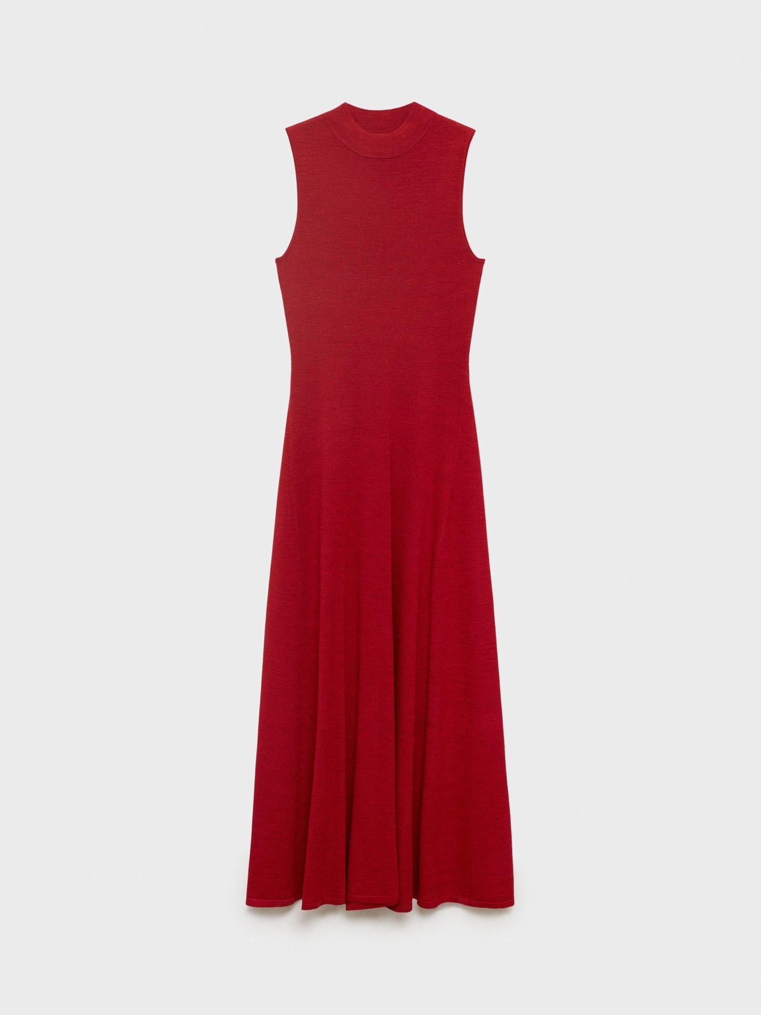 Product image 3 of 8, which shows Mango Lucrecia Knit Sleeveless Dress, Red, 12