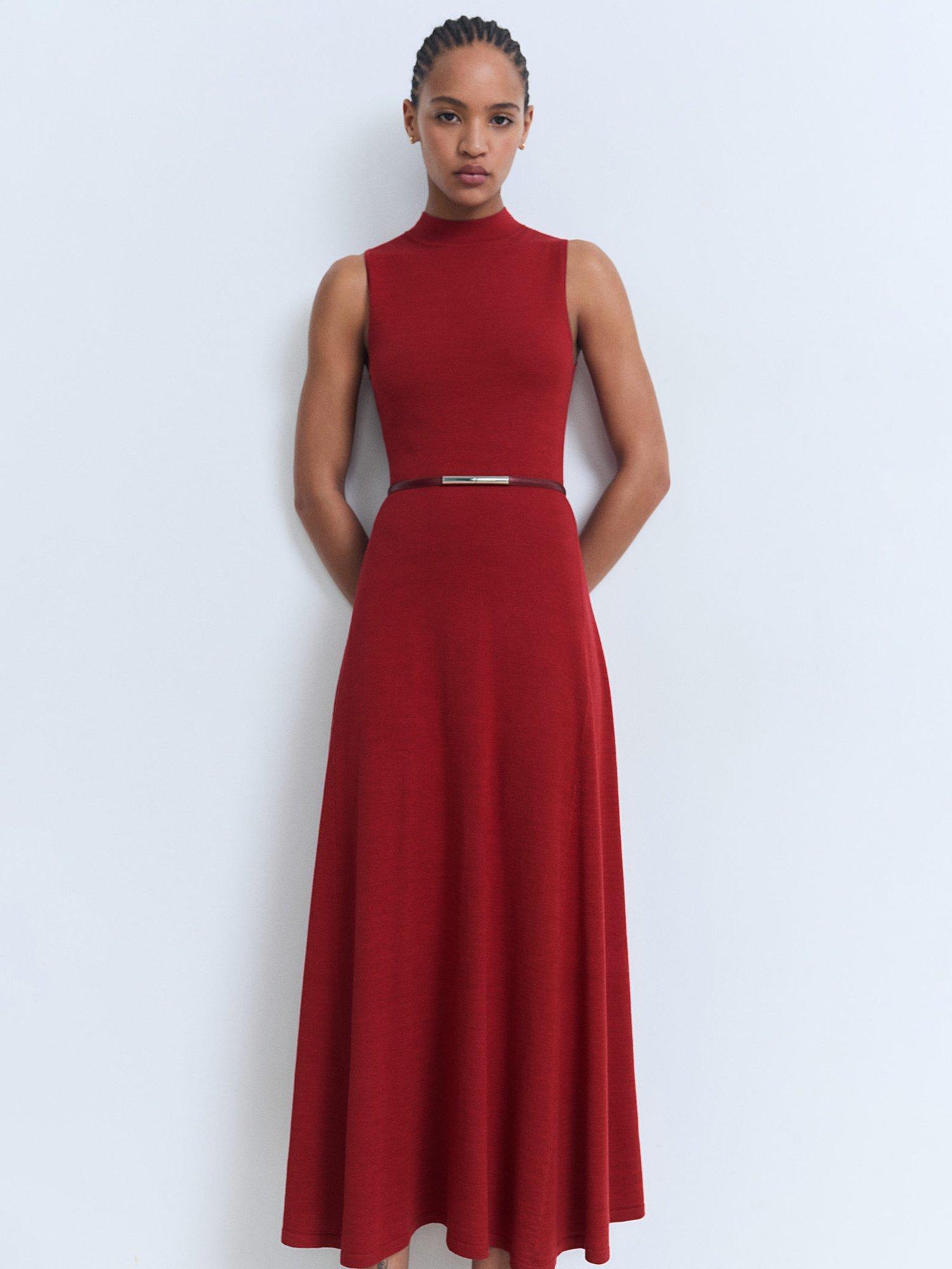 Product image 7 of 8, which shows Mango Lucrecia Knit Sleeveless Dress, Red, 12