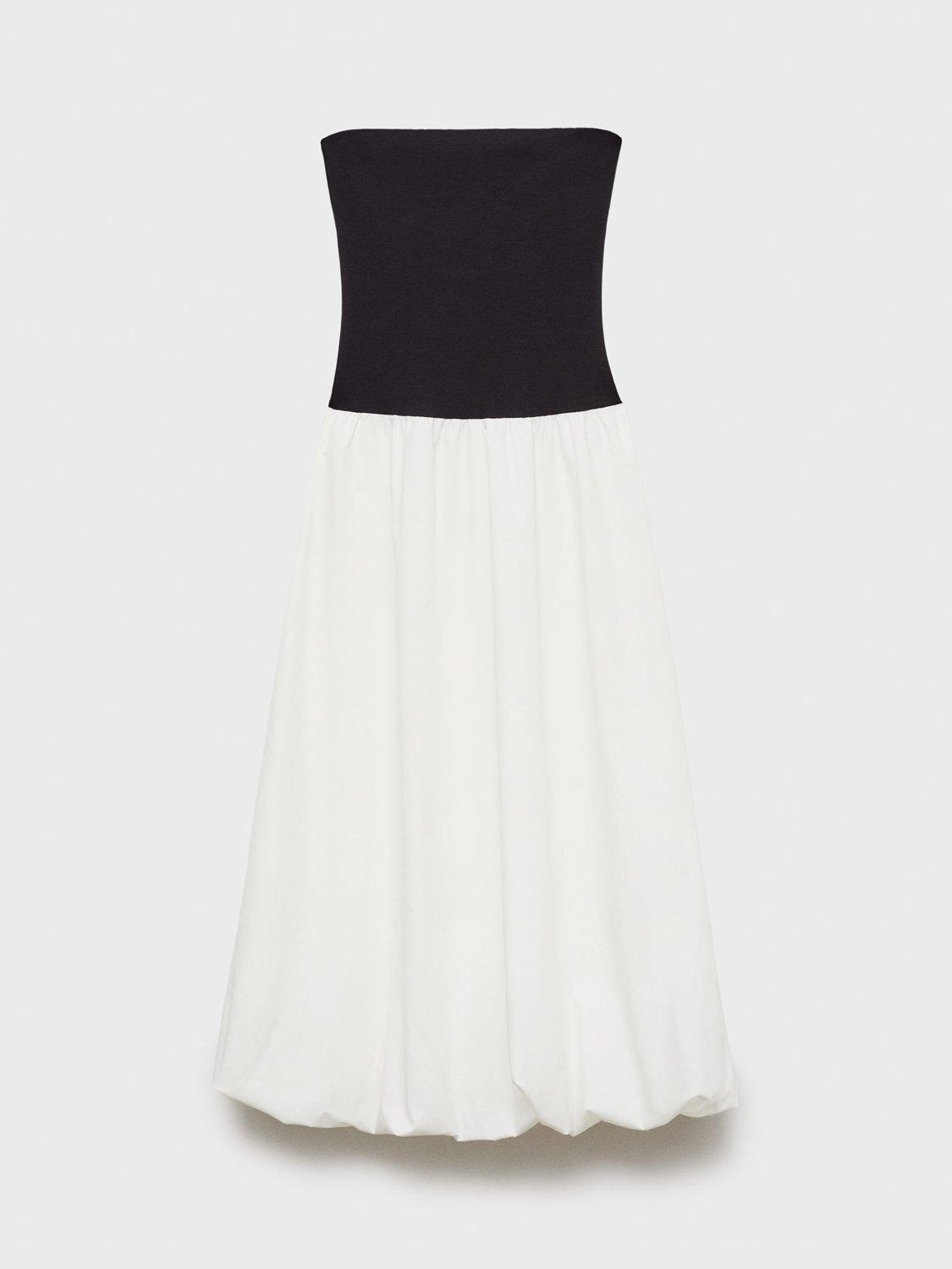 Product image 3 of 7, which shows Mango Luigi Cotton Blend Balloon Effect Strapless Dress, Black, 10