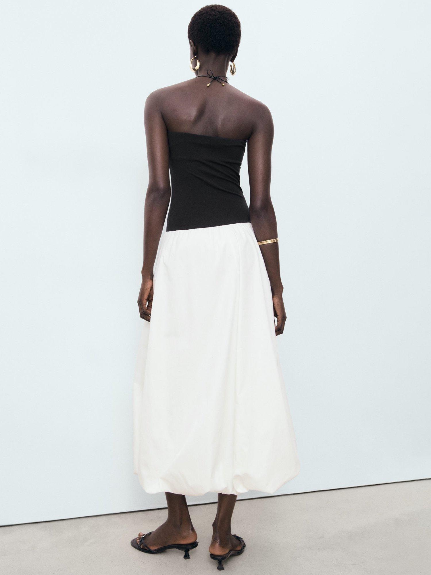 Product image 4 of 7, which shows Mango Luigi Cotton Blend Balloon Effect Strapless Dress, Black, 10