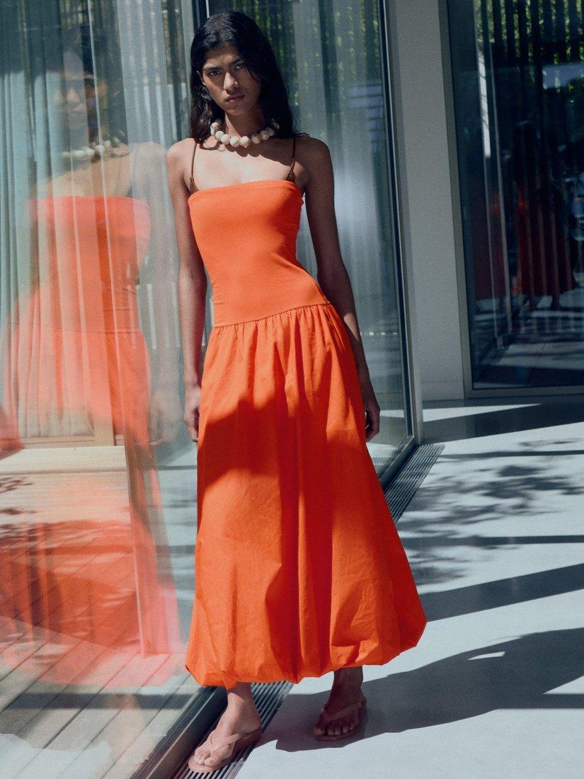 Product image 1 of 6, which shows Mango Luigi Strapless Maxi Dress, Orange, 8