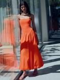 Mango Luigi Strapless Maxi Dress, Orange