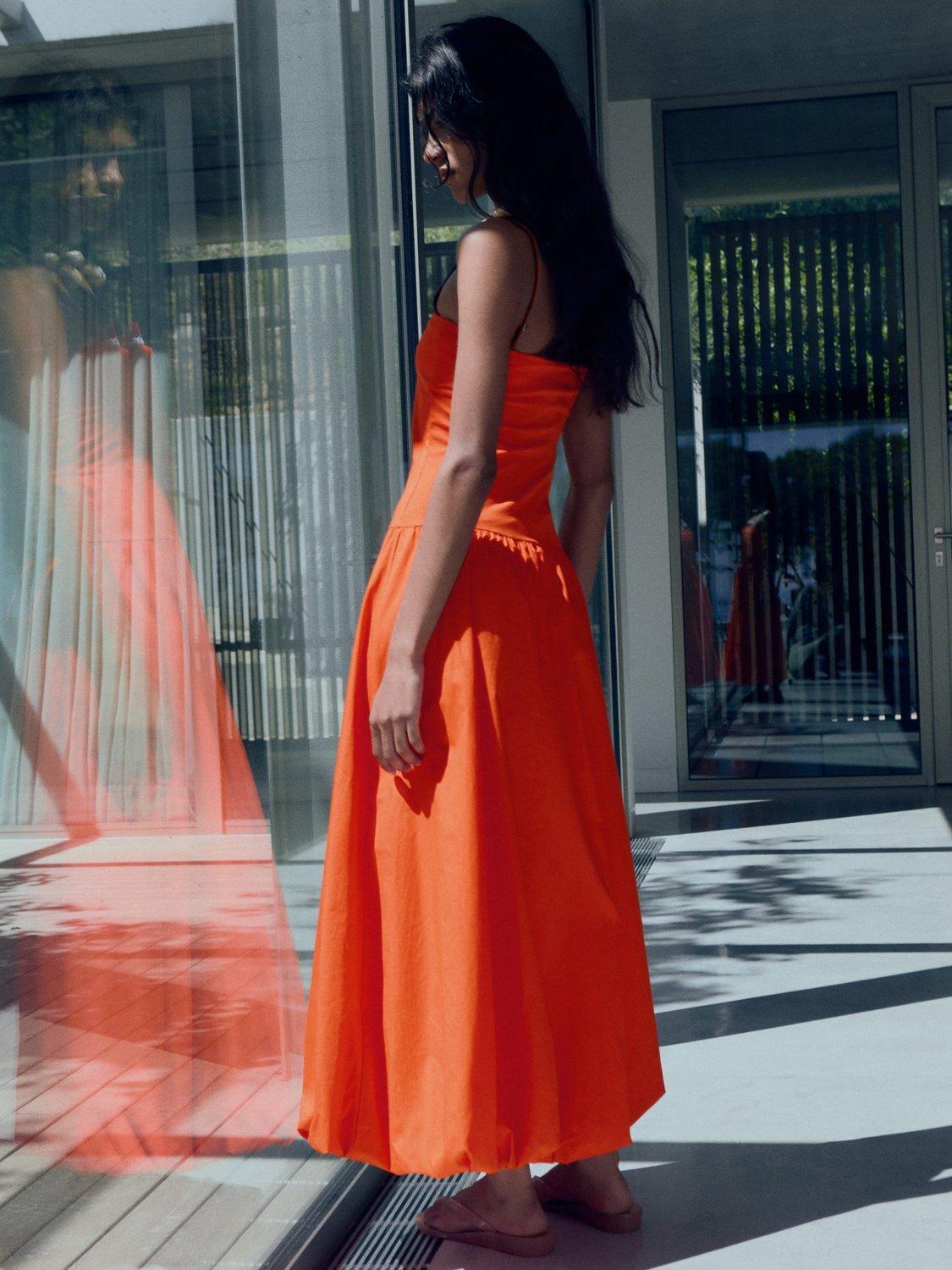 Product image 4 of 6, which shows Mango Luigi Strapless Maxi Dress, Orange, 8