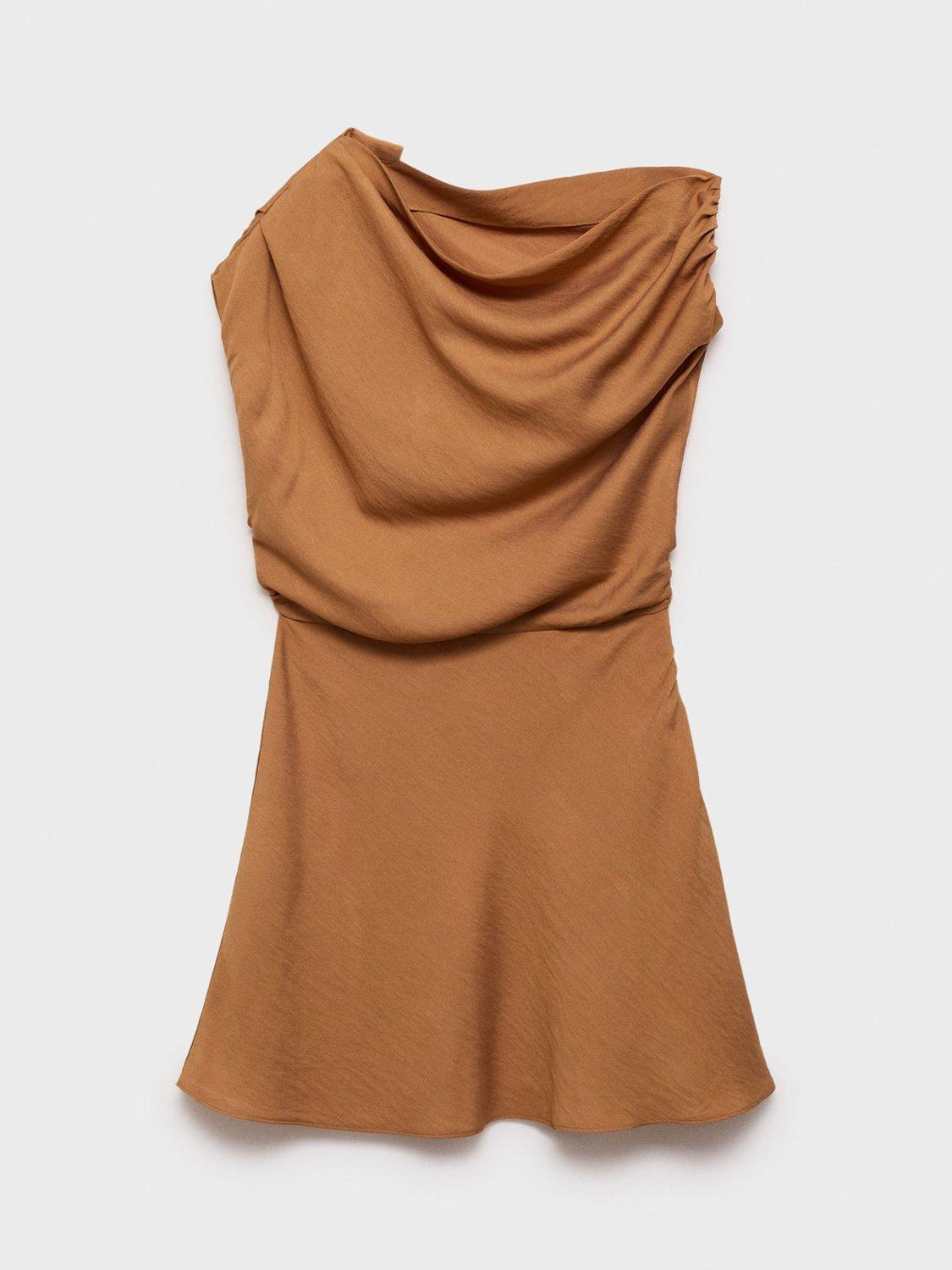 Product image 3 of 8, which shows Mango Marini Drape Mini Dress, Medium Orange, 10