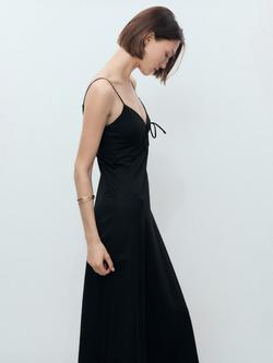 Mango Mario Bow Neck Strappy Dress, Black - view 2, Black
