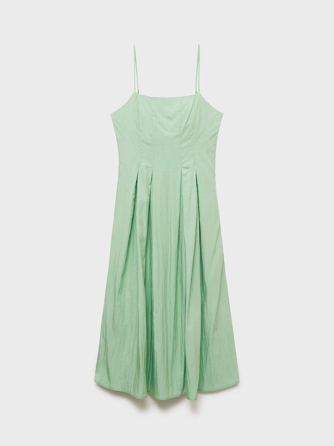 Product image 3 of 6, which shows Mango Minty Pleated Midi Dress, Green, 10