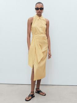 Mango Nurah-H Knotted Sleeveless Cotton Blend Shirt Dress - view 2, Medium Brown