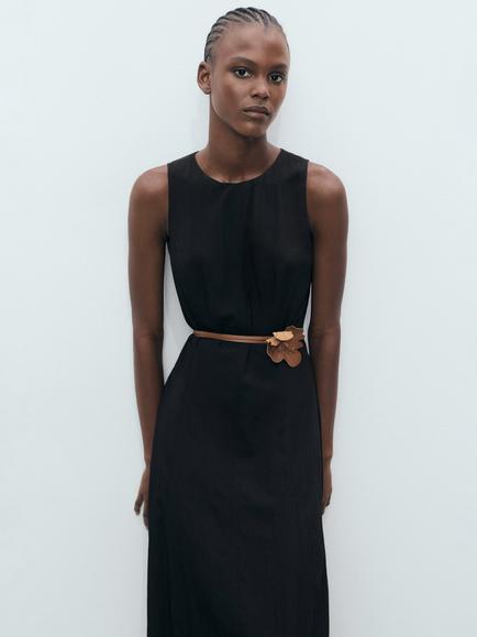 Mango Pumpkin Bubble Hem Midi Dress, Black - view 2, Black
