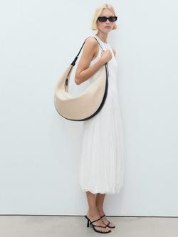 Mango Pumpkin A-Line Sleeveless Midi Dress, White