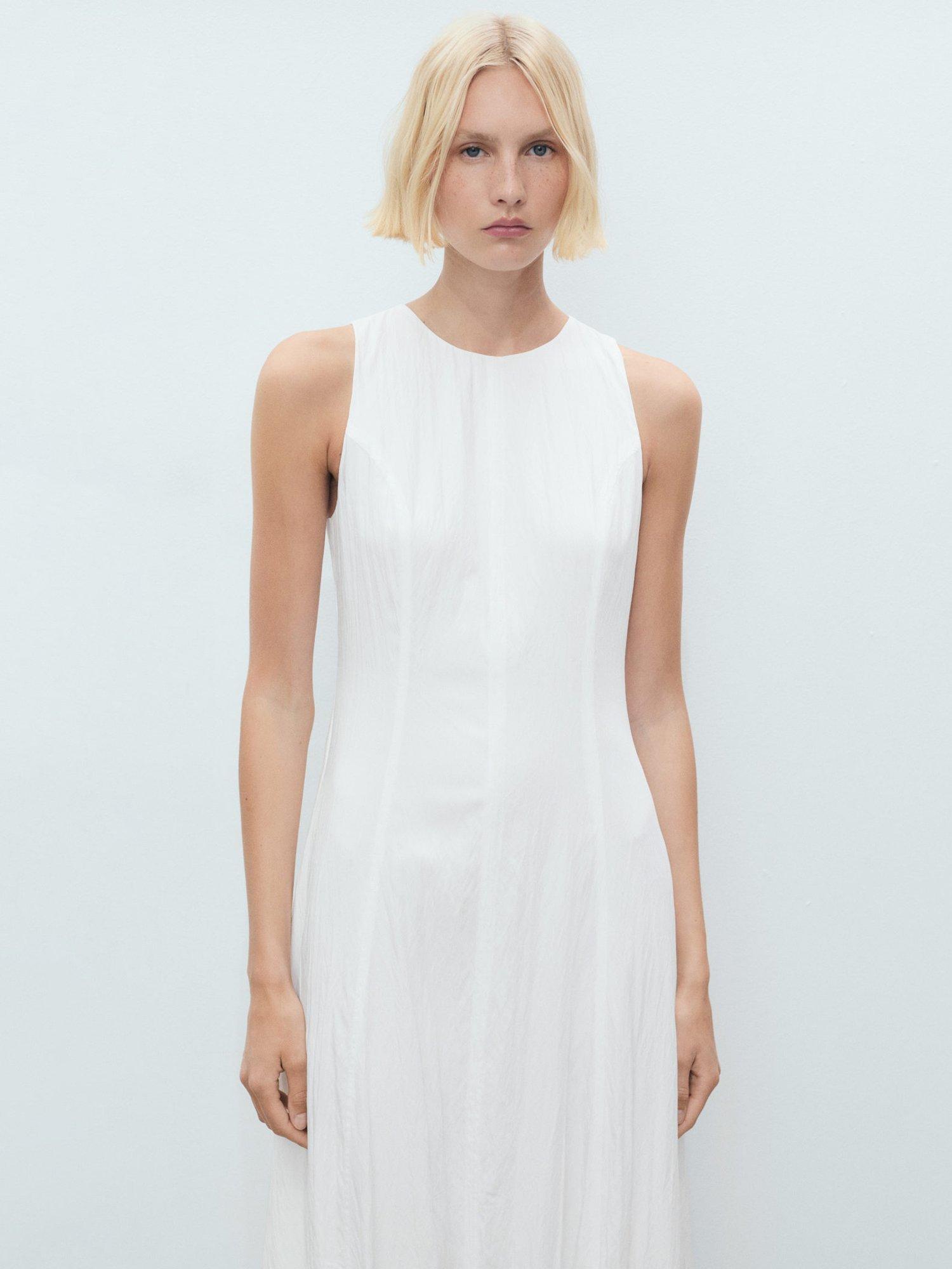Product image 2 of 8, which shows Mango Pumpkin A-Line Sleeveless Midi Dress, White, 6