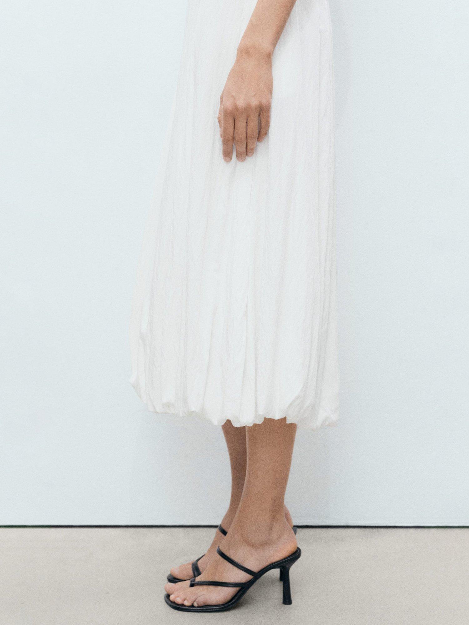 Product image 7 of 8, which shows Mango Pumpkin A-Line Sleeveless Midi Dress, White, 6