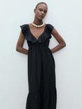 Mango Ramona Ruffle Neck Dress, Black