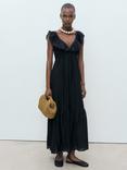 Mango Ramona Ruffle Neck Dress, Black