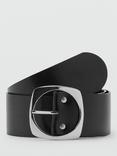 Mango Cucu Leather Belt, Black