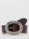 Mango Manuela Leather Belt, Dark Brown