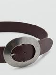 Mango Manuela Leather Belt, Dark Brown