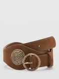 Mango Marisa Leather Obi Belt, Brown