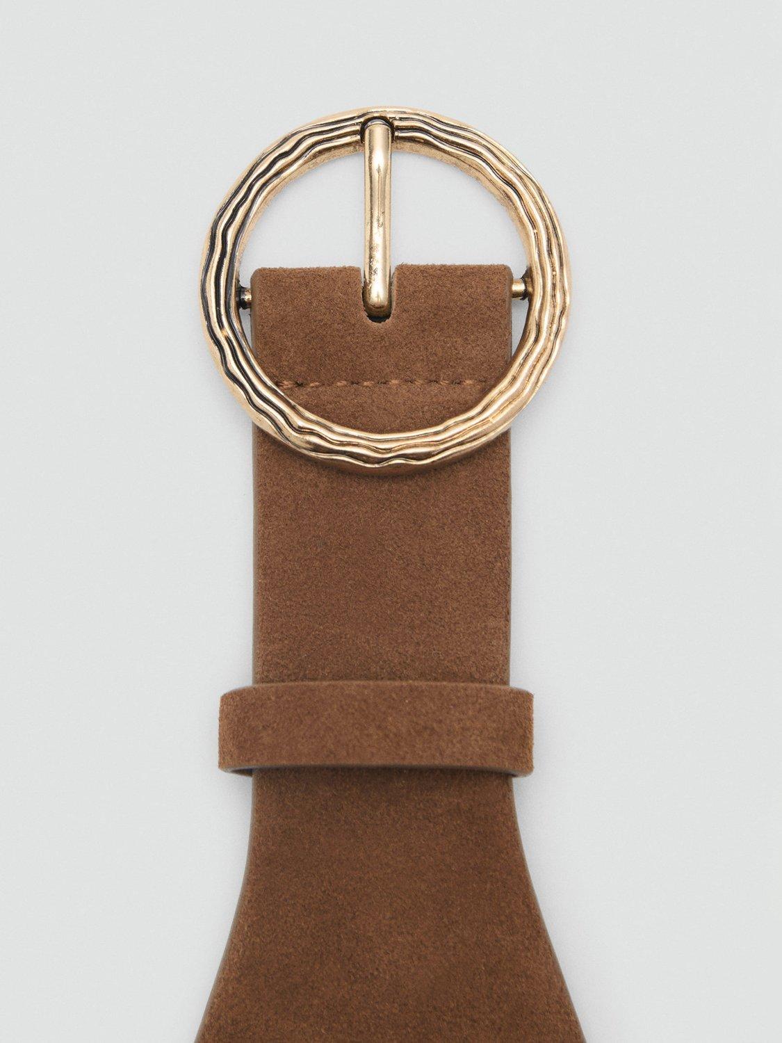 Product image 2 of 4, which shows Mango Marisa Leather Obi Belt, Brown, L