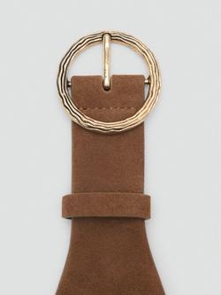 Mango Marisa Leather Obi Belt, Brown - view 2, Brown