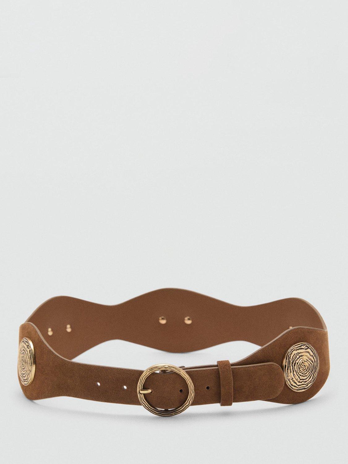 Product image 4 of 4, which shows Mango Marisa Leather Obi Belt, Brown, L