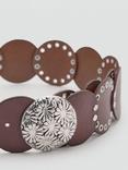 Mango Marina Disc Leather Belt, Brown