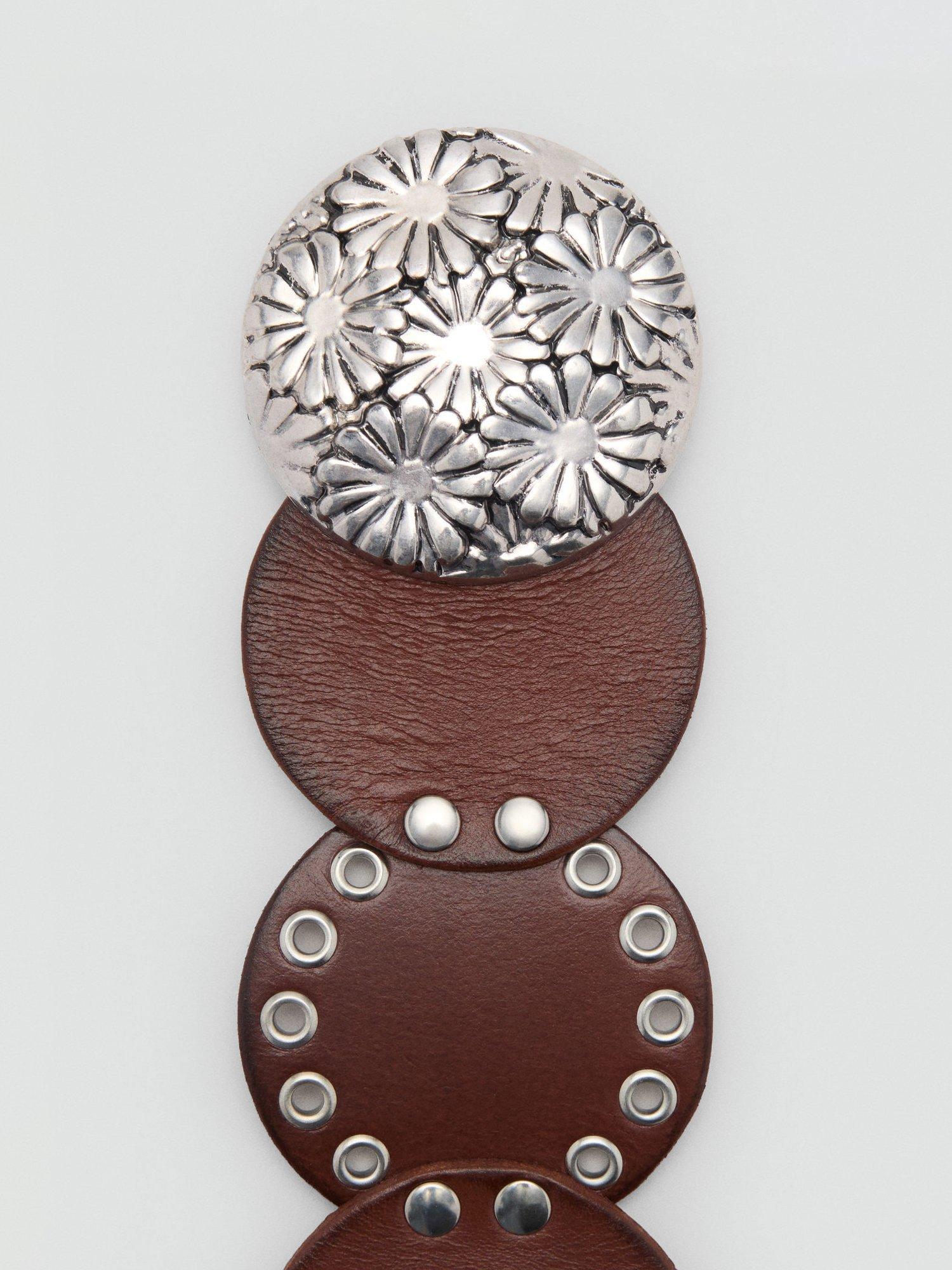 Product image 3 of 4, which shows Mango Marina Disc Leather Belt, Brown, M