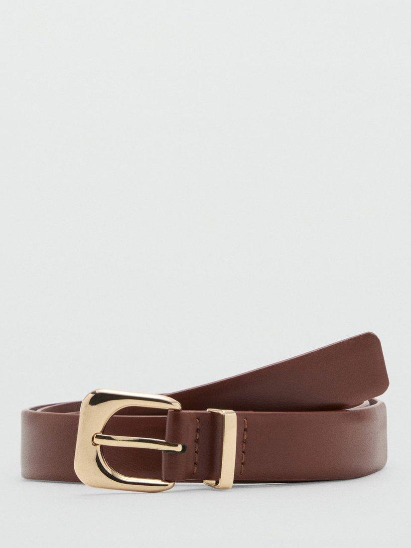 Product image 1 of 4, which shows Mango Maxima Square Buckle Belt, Brown, M