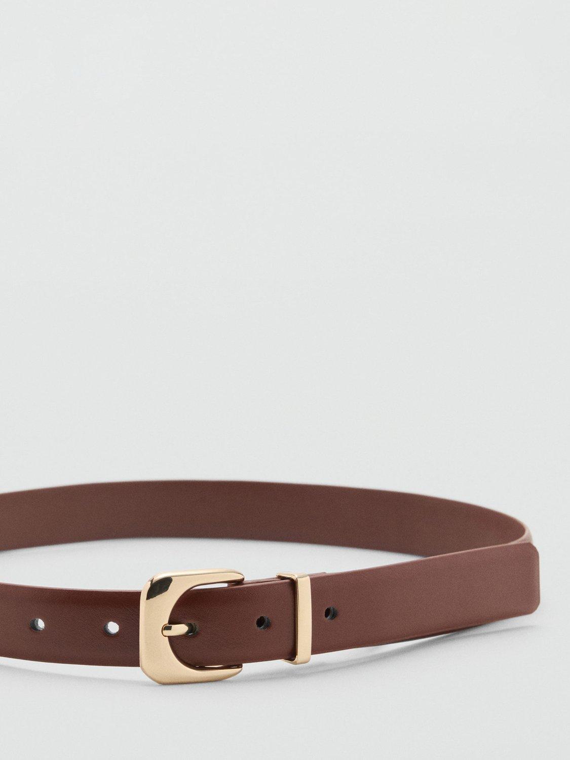 Product image 2 of 4, which shows Mango Maxima Square Buckle Belt, Brown, M