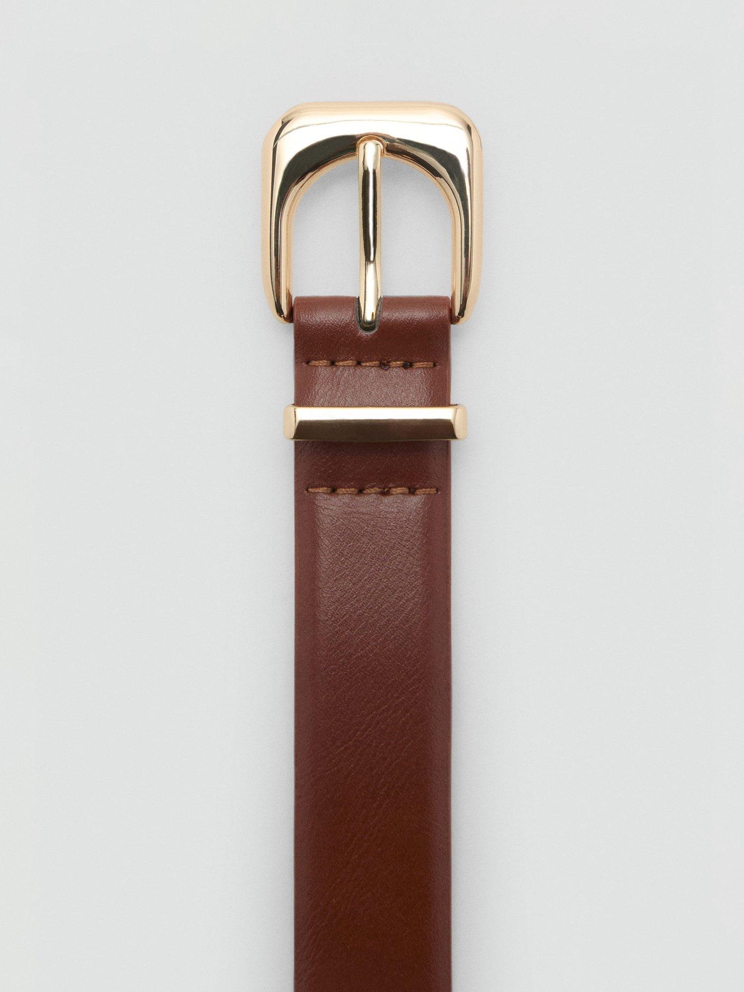 Product image 3 of 4, which shows Mango Maxima Square Buckle Belt, Brown, M